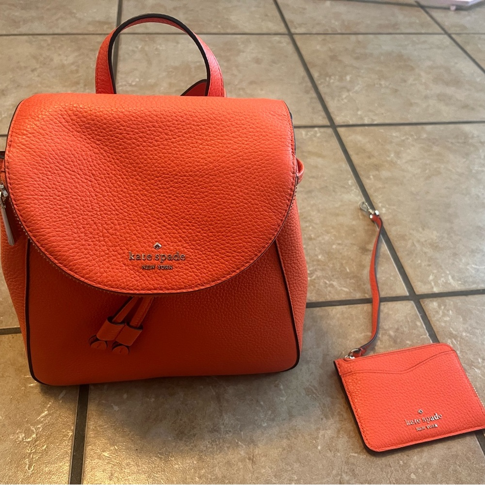 Kate Spade Backpack & Wallet - Orange / Coral Buds